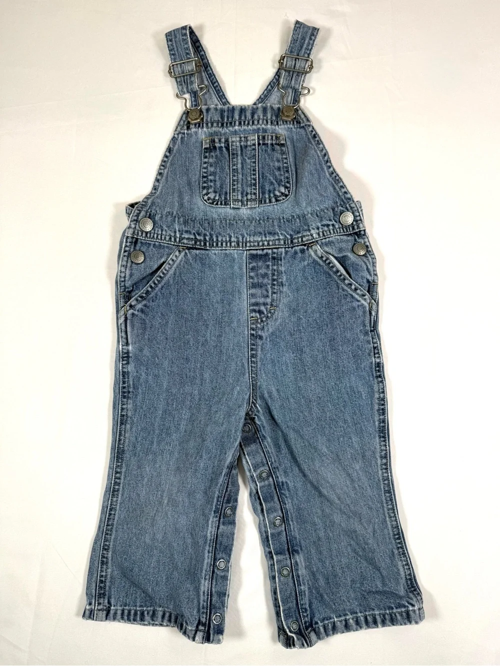 VINTAGE OLD NAVY Baby Denim Overalls 18-24M 2000 Y2K Wide Leg Workwear Western